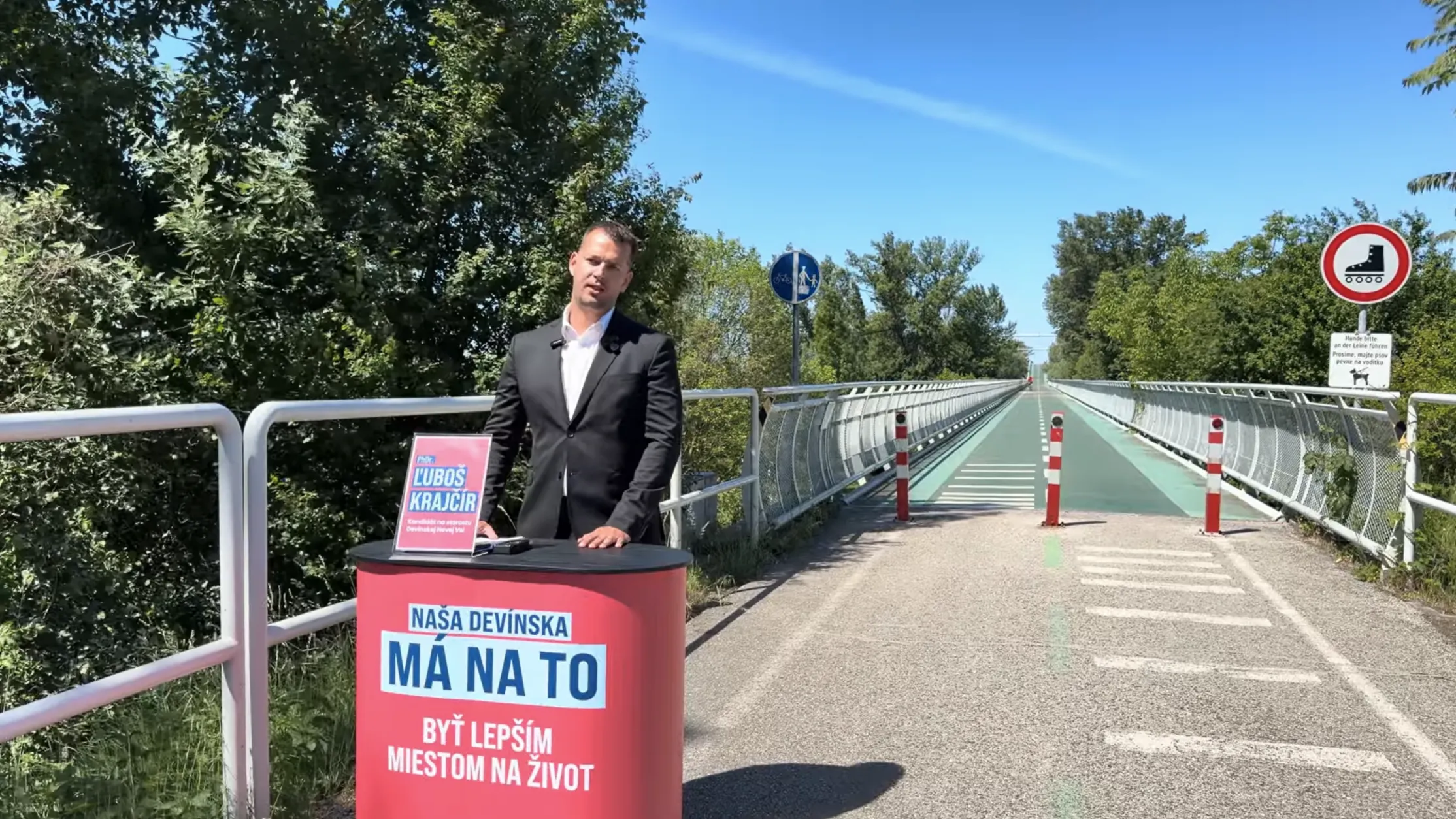 Oznámenie kandidatúry pri Moste slobody v Devínskej Novej Vsi